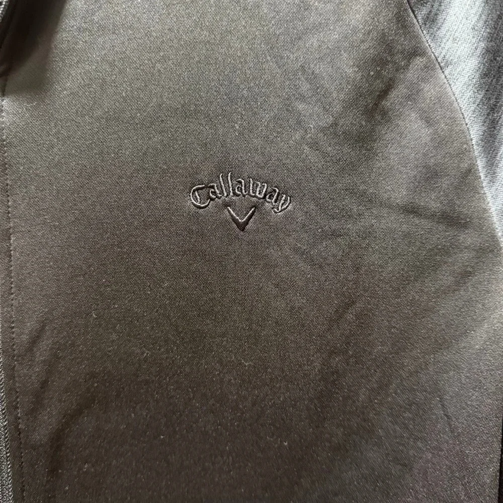 Callaway Mens Full Zip Golf Jacket Black Heathered Grey Raglan Mock Neck Large